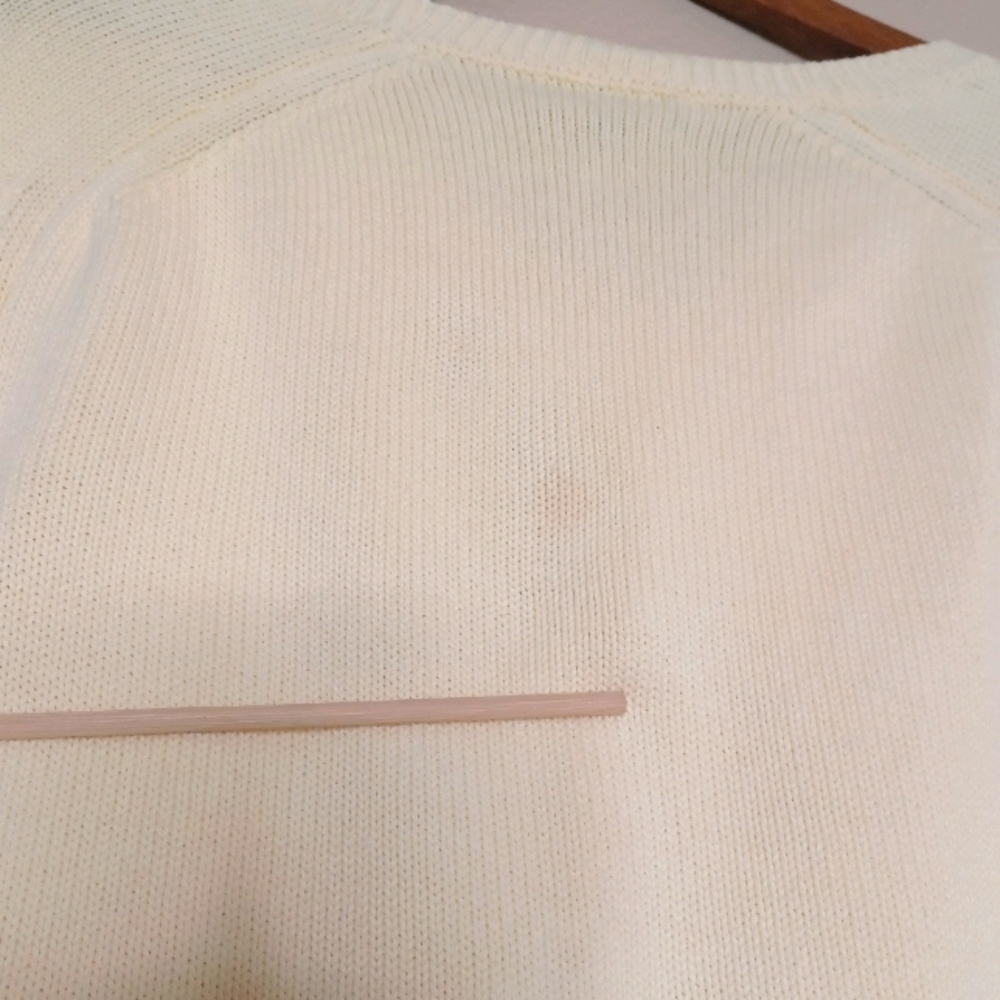 Vintage Lands' End Men's Cream Knit Long Sleeve  V-Neck Sweater Top Size XL - Picture 8 of 12